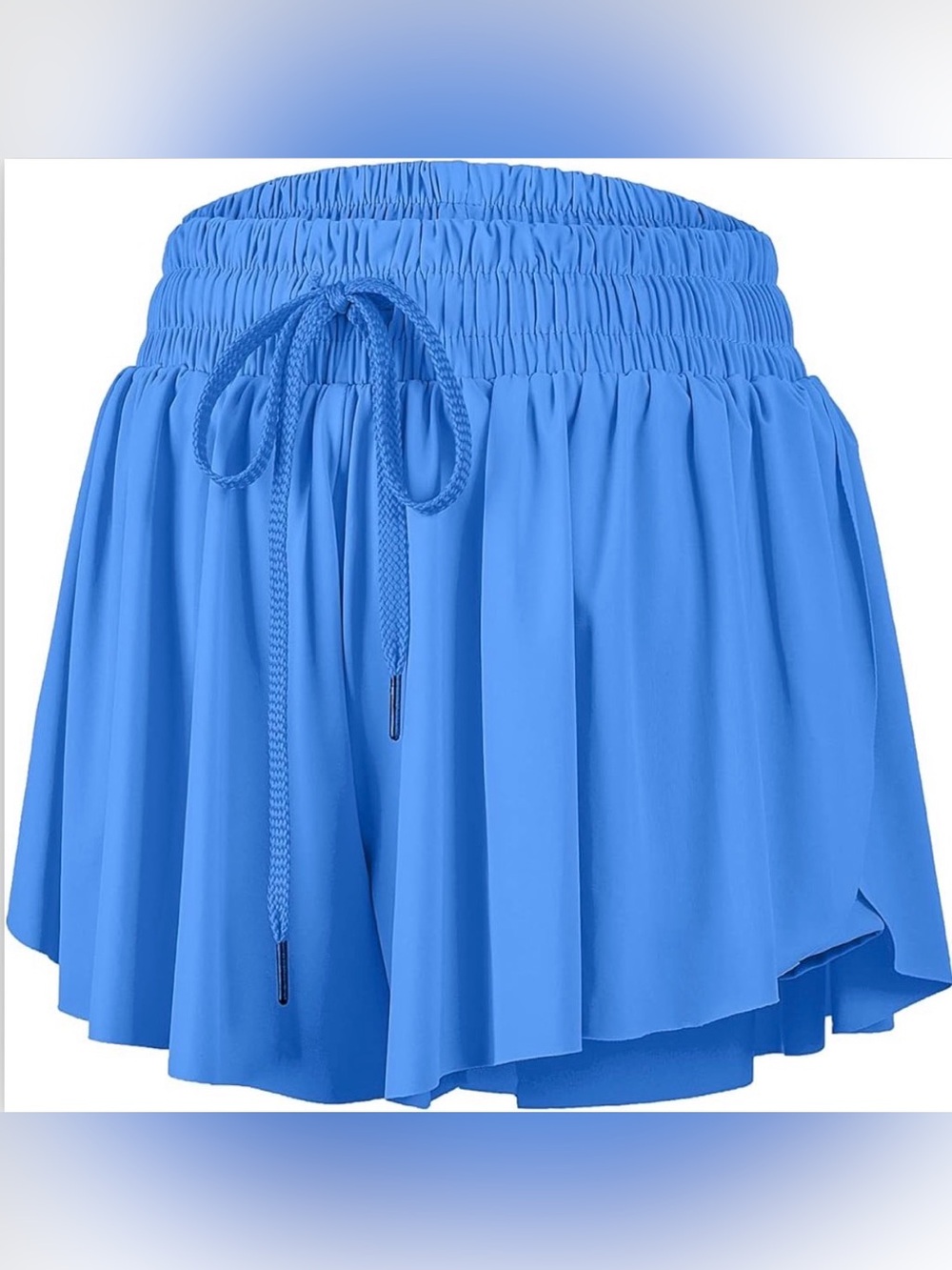 Women’s Blue Elastic-Waist Drawstring Butterfly Shorts